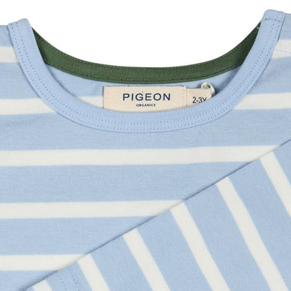 Pigeon Organics - LS Stripe T-shirt, Sky Blue