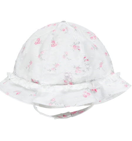 Emile et Rose, Hats, Emile et Rose - white sun hat with pink floral print, Diane