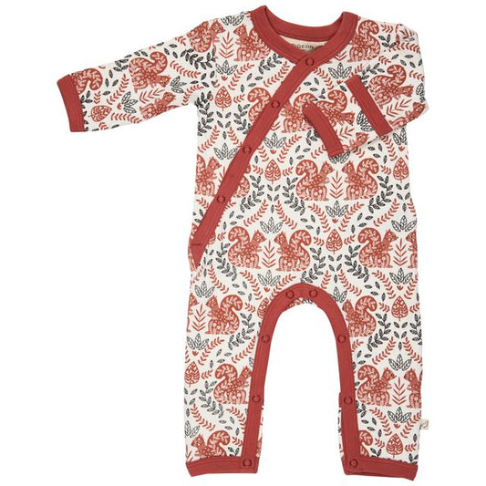 Pigeon Organics - Cream and brown kimono romper, Red Squirrel