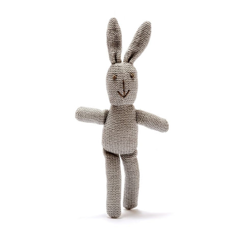 Best Years, soft toy, Knitted Organic Bunny Rattle - Grey