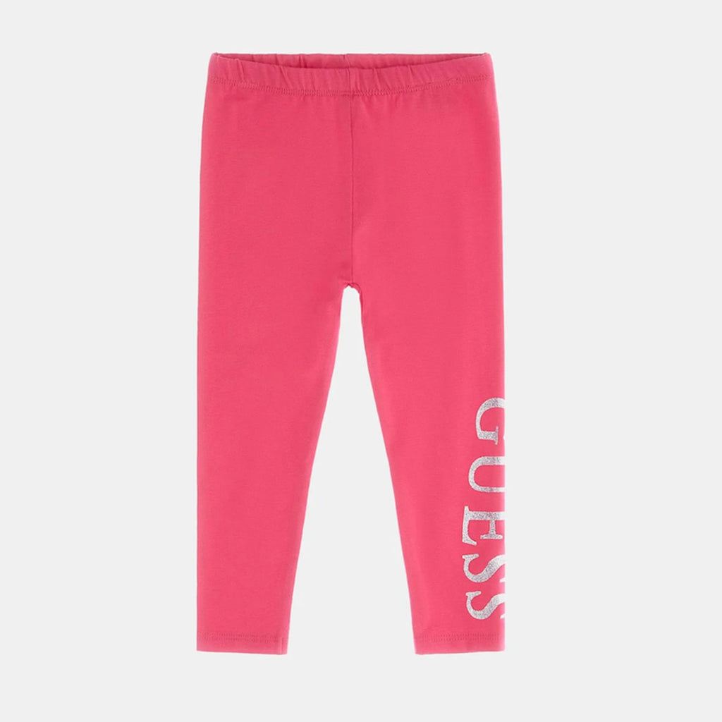 Guess, leggings, Guess - Pink leggings with GUESS silver branding on leg