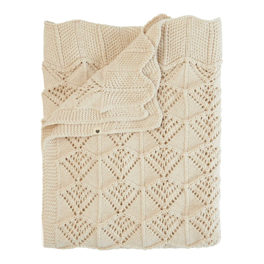 Bibs, Blankets, Bibs - Knitted blanket, 100% organic cotton, wavy ivory
