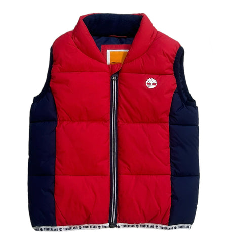 Timberland, Coats & Jackets, Timberland - Padded red and navy gilet, 2-4yrs