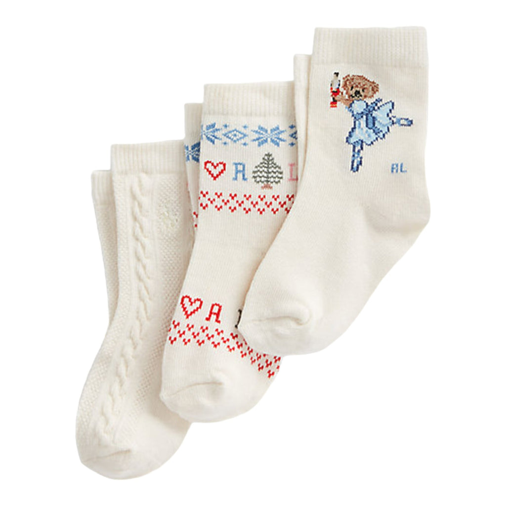 Ralph Lauren, socks, Ralph Lauren - 3pr pack socks, cream, girls ballerina
