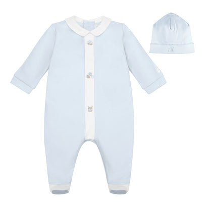 Emile et Rose - Pale blue all in one and pull on hat