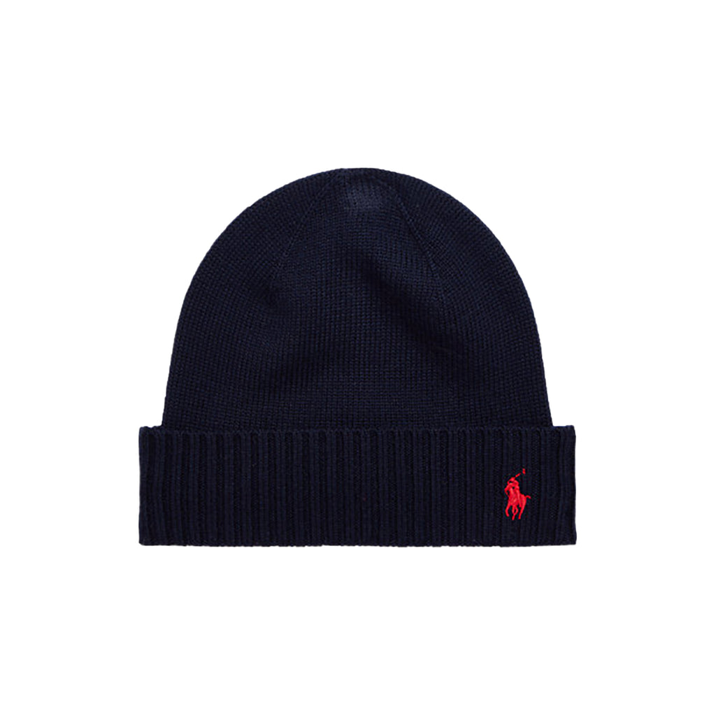 Ralph Lauren, Hats, Ralph Lauren - Black knit hat with red polo pony branding