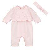 Emile et Rose, All in ones, Emile et Rose - Pink, embroidered scallop yolk, all in one with headband, Enya