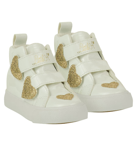 Little A, Shoes, Little A - White heart high top shoes