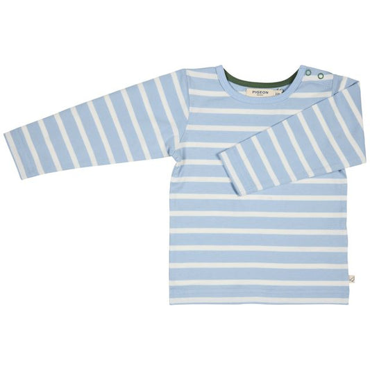Pigeon Organics - LS Stripe T-shirt, Sky Blue