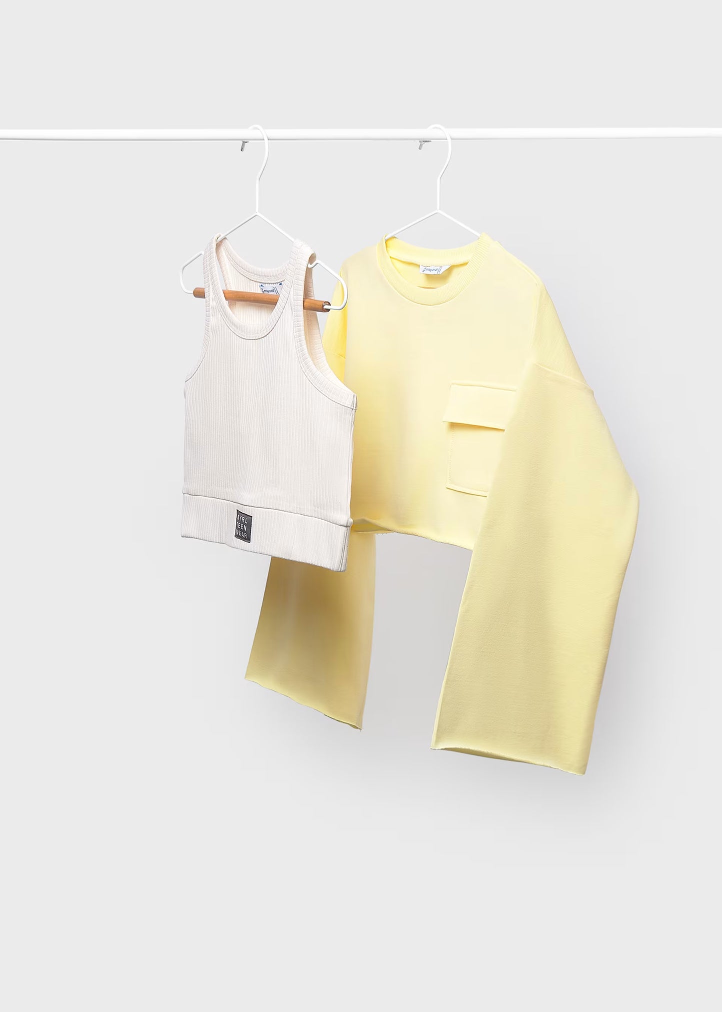 Mayoral - Cropped Sweatshirt and Vest Set, Lemon