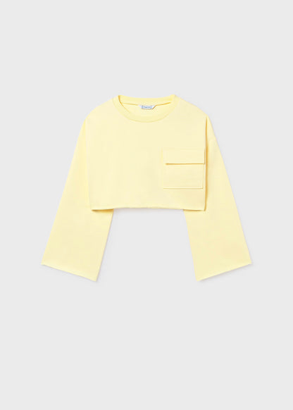 Mayoral - Cropped Sweatshirt and Vest Set, Lemon