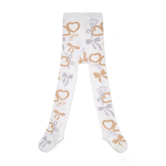 A'Dee - Bow print tights, cream