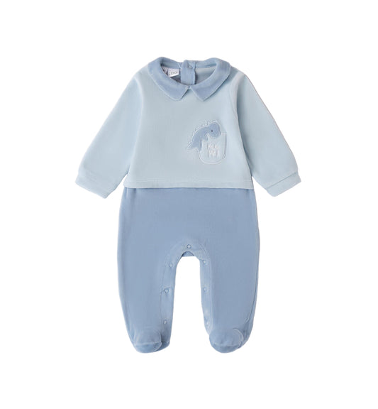 iDO, all in ones, iDO - baby all in one, blue velour, dinosaur