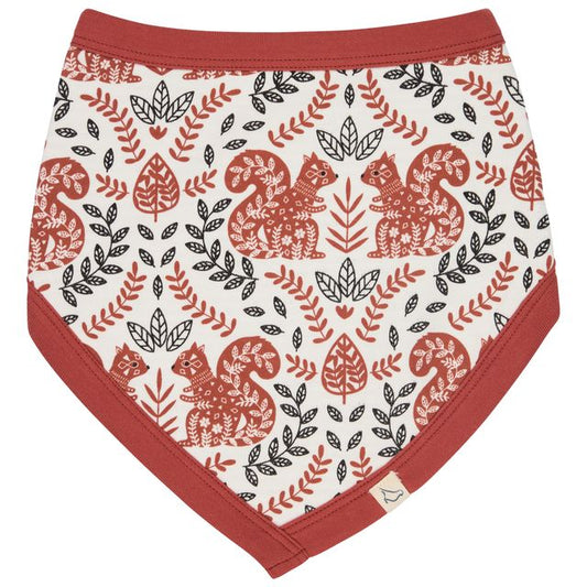 Pigeon Organics - Brown reversible bib with squirrel print