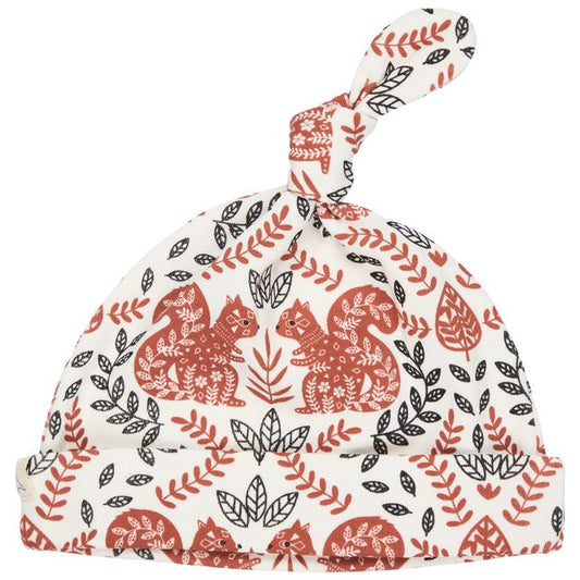 Pigeon Organics - Brown & cream pull on hat, Red squirrel print