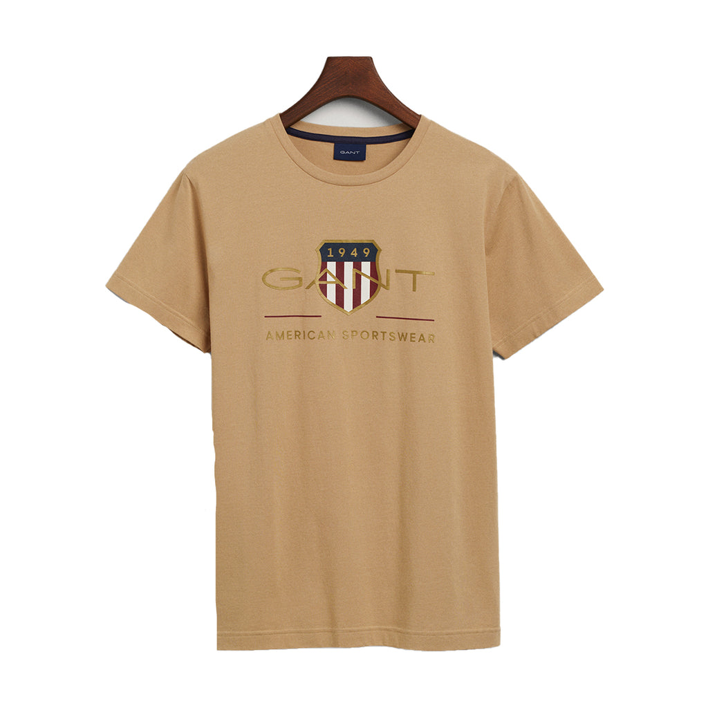 Gant, , Gant - Hazelwood beige crew neck T-shirt