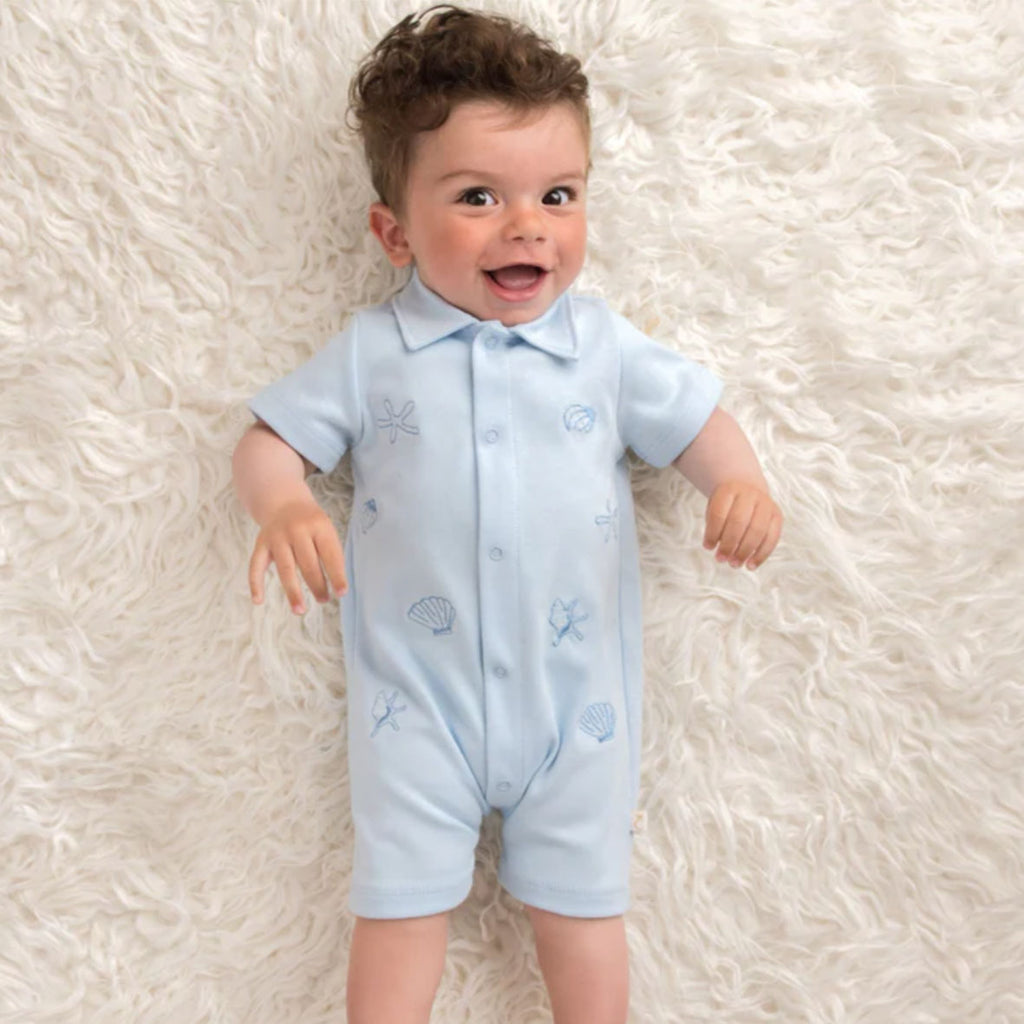 Caramelo Kids, Rompers, Caramelo Kids - 2 piece set, Romper and matching bib, light blue