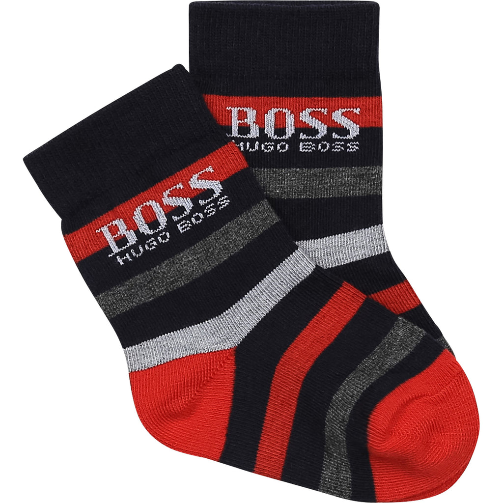 Boss - socks, grey marl / red, 2 pr pack J00096 | Betty McKenzie