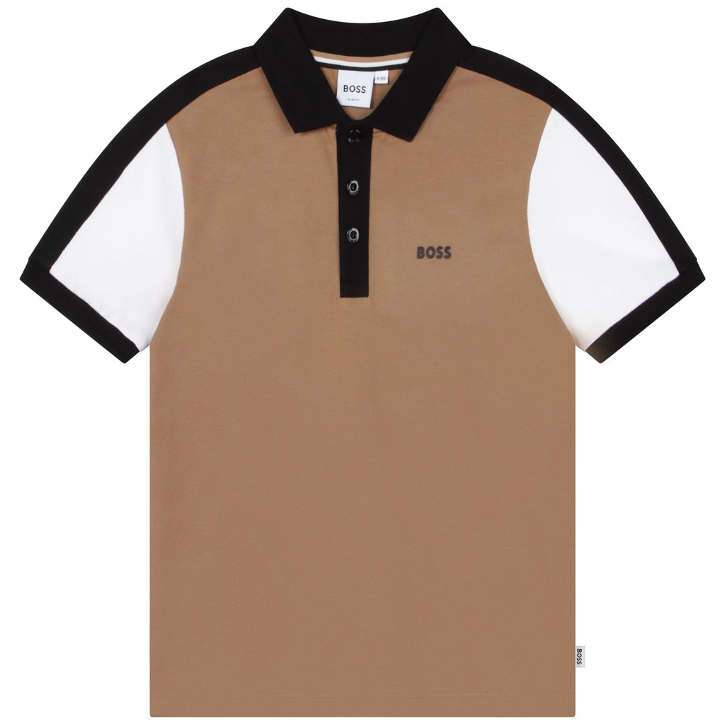 Boss, sweat tops, Boss - Camel, black and white Polo T-shirt
