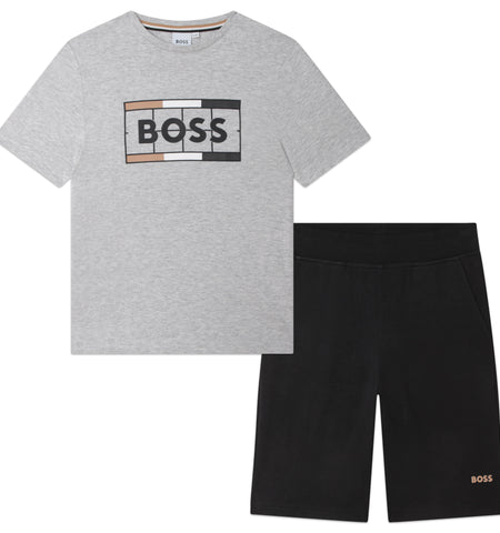 Boss, 2 piece shorts sets, Boss - 2 piece shorts set, grey top, black shorts