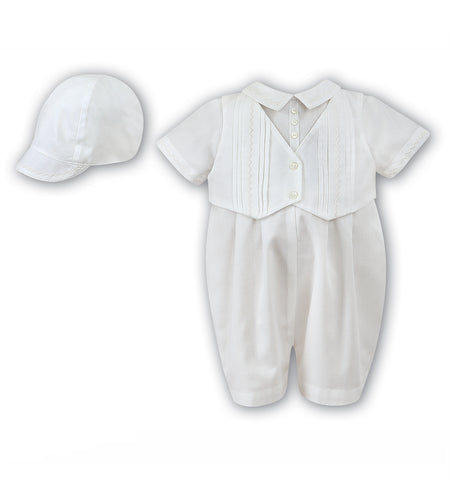 Sarah Louise, Romper, Sarah Louise - pale ivory romper and hat 002210S