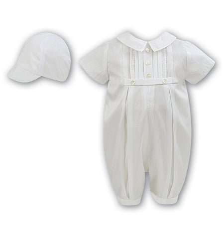 Sarah Louise, Christening outfit, Sarah Louise - Boys Christening 2 piece set, romper and matching hat 002228