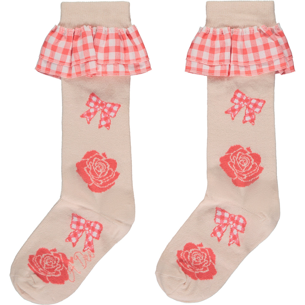 A'Dee, socks, A'Dee - Rose Print Knee High Socks, Yasmina