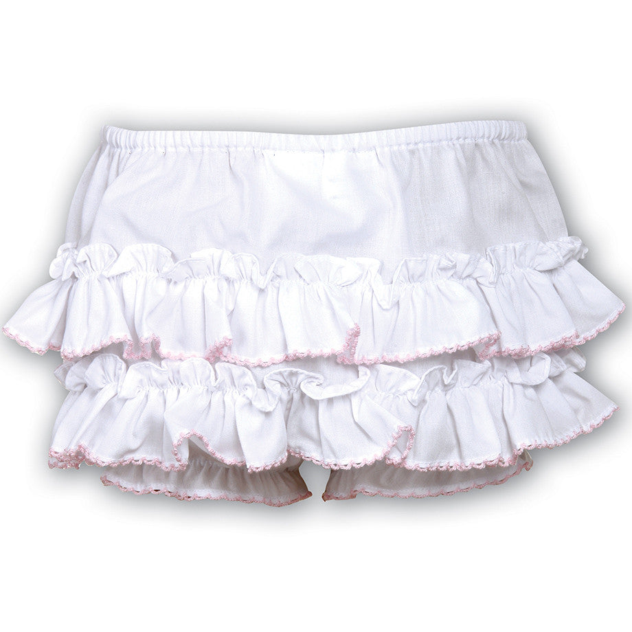 Sarah Louise - Frilly pants white/pink | Betty McKenzie