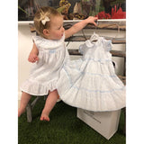 Sarah Louise - Pale blue and white A line sun dress with pants 012305 | Betty McKenzie
