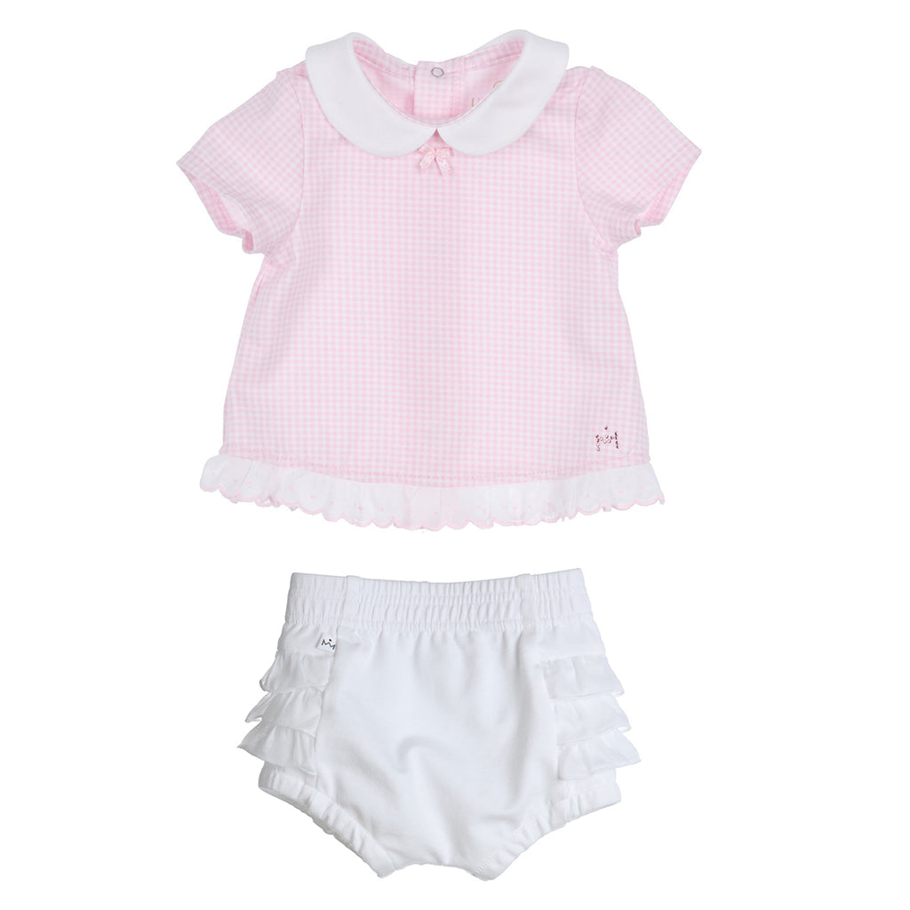 GYMP - Baby Girls pink and white check 2 piece set | Betty McKenzie