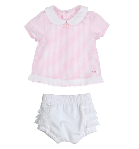 GYMP - Baby Girls pink and white check 2 piece set | Betty McKenzie