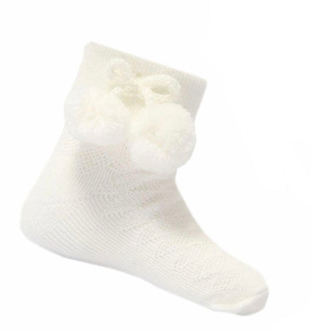 Betty Mckenzie, Socks, Soft Touch - ankle pompom socks cream