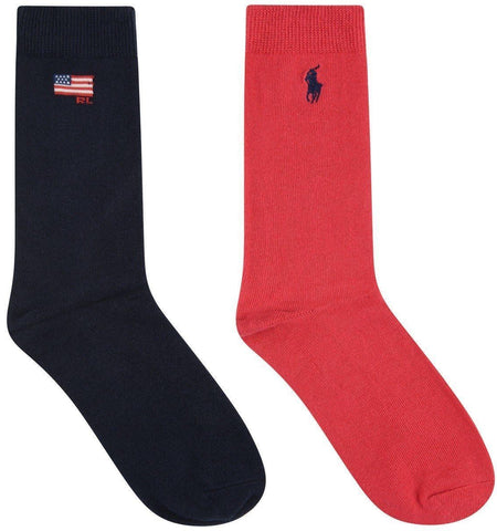Ralph Lauren - Boys 2 pair pack of socks, Flag, navy pr and red pr | Betty McKenzie