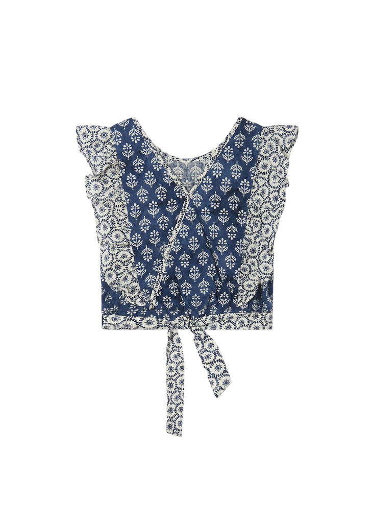 Mayoral, Tops, Mayoral - Blue and white ruffle top, 6196