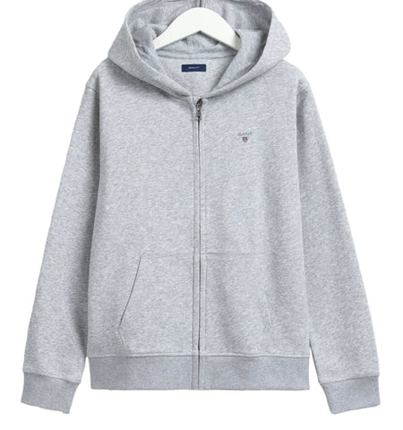 Gant, zipper hoodie, Gant - Grey original full zip hoodie, 9yrs - 16yrs
