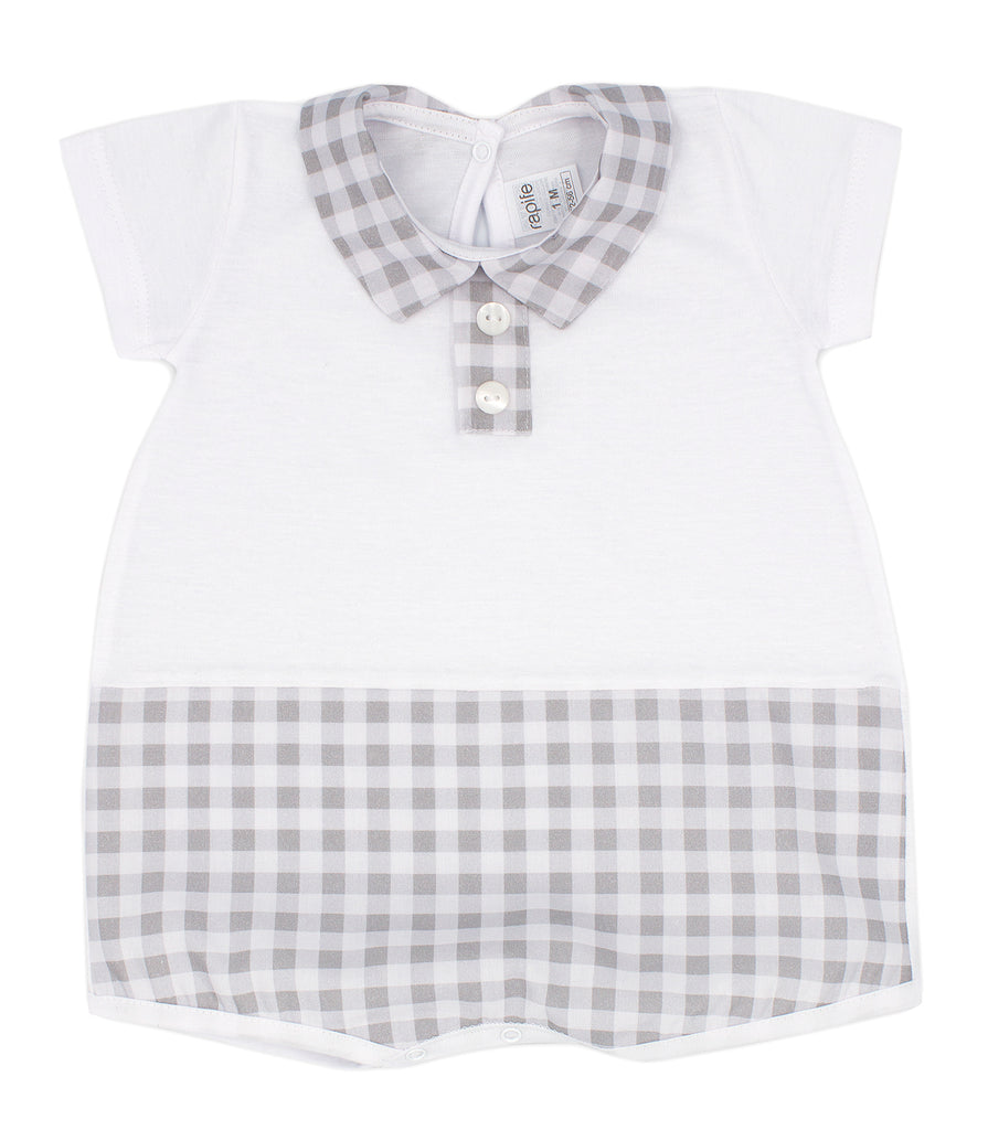 Rapife, rompers, Rapife - boys white and grey romper