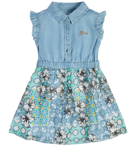 Guess, Dresses, Guess - Dress, denim bodice and floral print floaty skirt