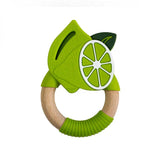 Nibbling, Teething toy, Nibbling  - silicone & wood teether, lime