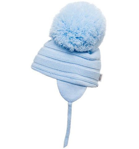 Two Seaside Babes Aqua Blue Faux Fur Fluffy Pom Pom Hat | Newborn, Baby, Toddler, Child, Women's Sizes 9 - 12 Month