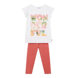Mayoral, Top and Leggings, Mayoral - 2 piece outfits, Top and leggings set, white/coral 6750