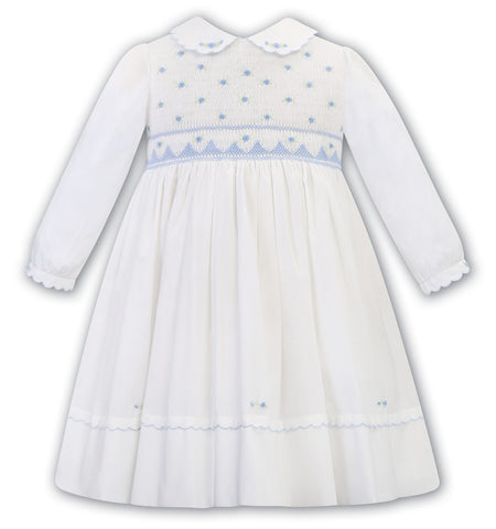 Sarah Louise, Dresses, Sarah Louise - White & Blue hand smocked dress, 012784