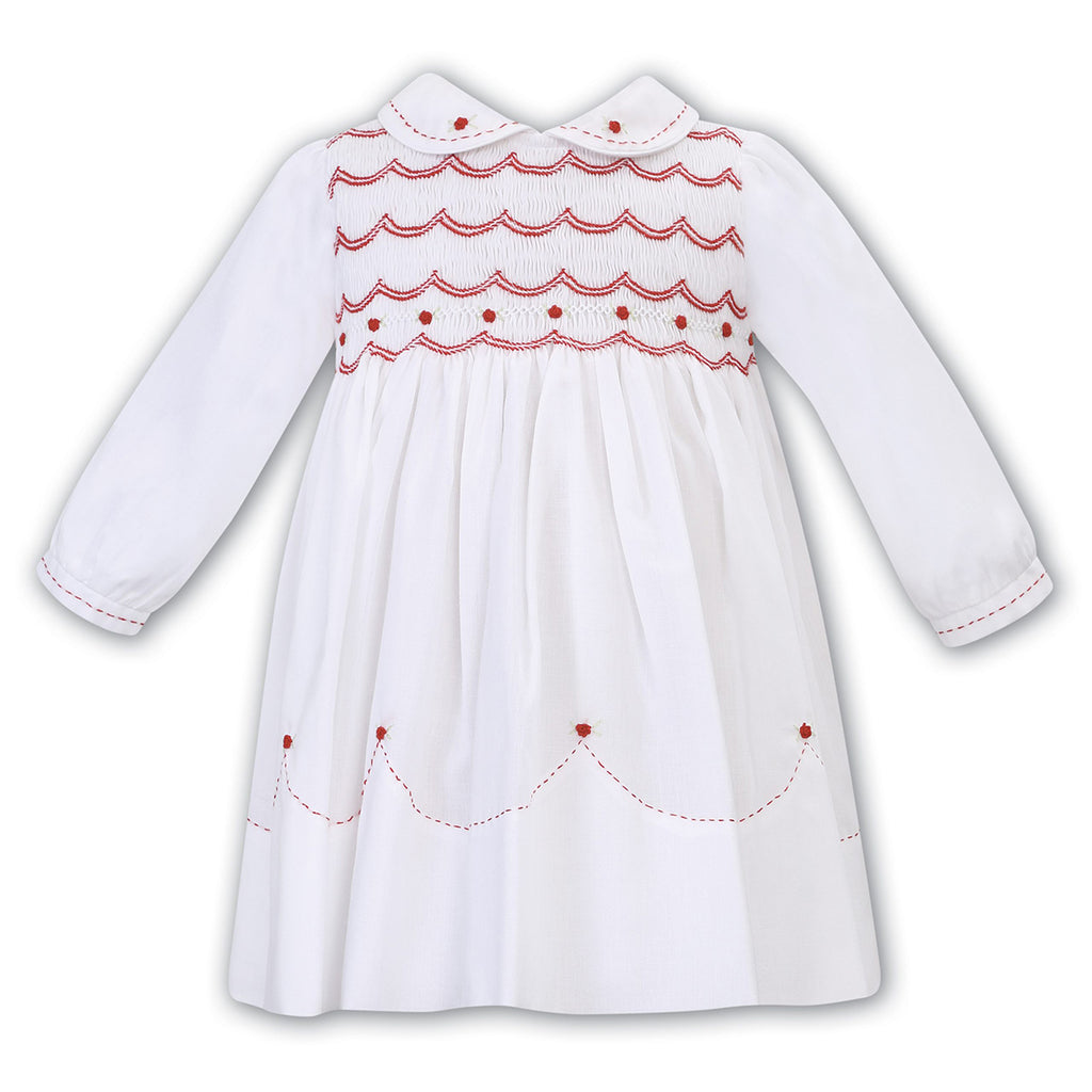 Sarah Louise, Dresses, Sarah Louise - Hand smocked white with red detail dress