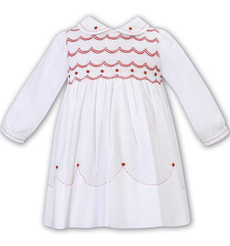 Sarah Louise, Dresses, Sarah Louise - Hand smocked white with red detail dress